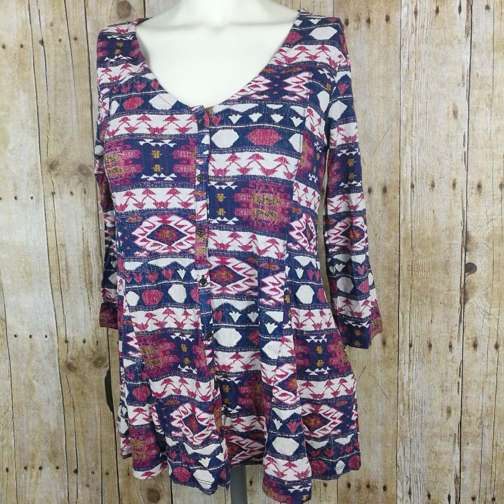 Lucky Brand Tribal Border Button Up Shirt Small - Picture 5 of 8